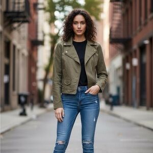 Michael Kors Brown Moto Jacket | small